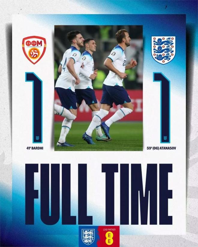 包含英格兰遭遇北马其顿阻击，小组头名争夺添变数的词条